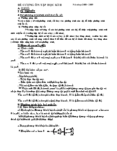 Đề cương ôn tập học kì II toán 9 năm học 2008 - 2009