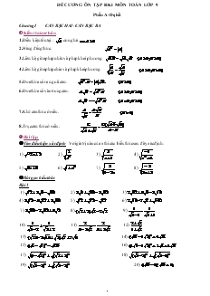 Đề cương ôn tập học kỳ I môn toán lớp 9