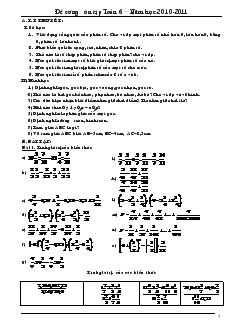Đề cương ôn tập Toán 6 – Năm học 2010-2011