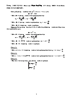 Đề cương ôn tập về Phương trình bậc hai