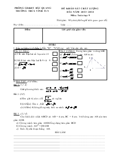 Đề khảo sát chất lượng đầu năm 2013 - 2014 môn: Toán học 9