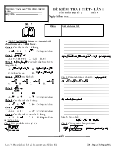 Đề kiểm tra 1 tiết lần 1 môn toán (đại số ) khối 9