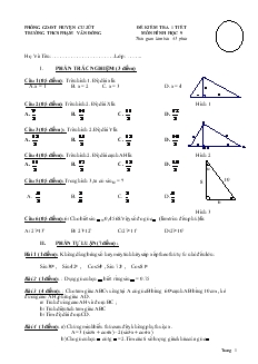 Đề kiểm tra 1 tiết môn Hình học 9 - Trường THCS Phạm Văn Đồng