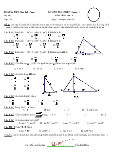 Đề kiểm tra 15 phút chương 1 môn Hình học 9 trường THCS Phan Đình Phùng