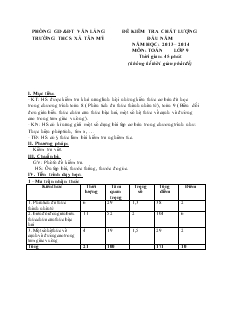 Đề kiểm tra chất lượng đầu năm năm học: 2013 – 2014 môn: Toán lớp 9