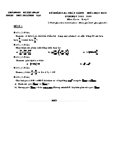 Đề kiểm tra chất lượng giữa học kỳ i năm học 2008 - 2009 môn toán - lớp 7