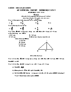 Đề kiểm tra chương I Hình học lớp 9 năm học 2009 - 2010 trường THCS Nam Trung