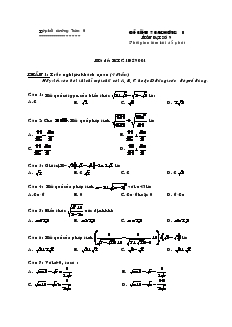 Đề kiểm tra chương I môn đại số 9