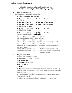 Đề kiểm tra học kỳ I - Môn Toán lớp: 6 trường THCS Hồ Thị Hương