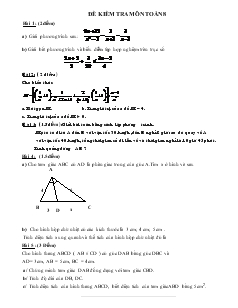 Đề kiểm tra môn toán 8