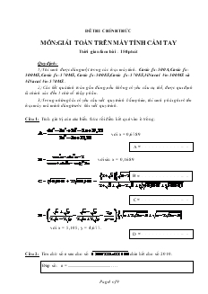 Đề thi chính thức môn giải toán trên máy tính cầm tay