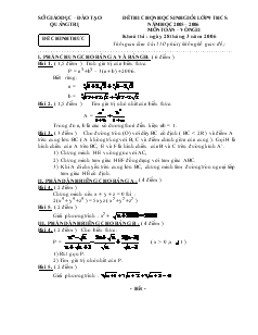 Đề thi chọn học sinh giỏi lớp 9 THCS năm học 2005 – 2006 môn Toán vòng II