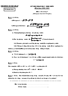 Đề thi chọn học sinh giỏi năm học: 2008 -2009 môn: Toán lớp 9