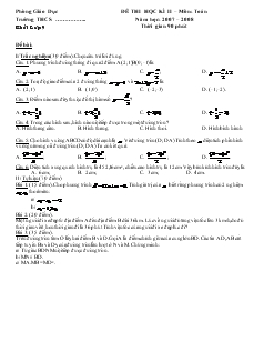 Đề thi học kì II – Môn: Toán năm học: 2007 – 2008 khối 9