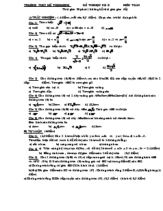 Đề thi học kỳ I môn Toán - Trường THCS Hồ Thị Hương