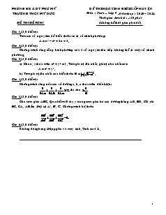 Đề thi học sinh giỏi cấp huyện trường thcs Mỹ Đức môn toán – lớp 9 - Năm học 2010 – 2011