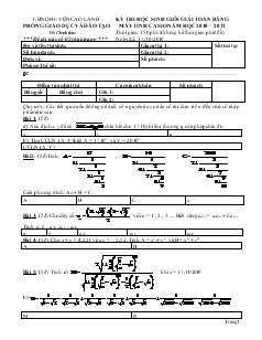Đề thi học sinh giỏi giải toán bằng máy tính casio năm học 2010 – 2011