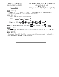 Đề thi học sinh giỏi lớp 9 cấp huyện trường THCs Mỹ Lộc năm học 2010 - 2011 môn toán