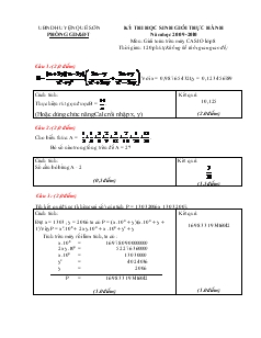 Đề thi học sinh giỏi thực hành năm học 2009-2010 môn giải toán trên máy casio lớp 8