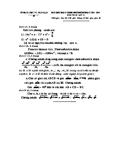 Đề thi học sinh giỏi tỉnh Hải Dương năm học 2003-2004 môn toán lớp 10