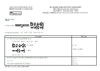 Đề thi học sinh giỏi vòng thành phố môn giải toán trên máy tính cầm tay lớp 9 THCS – năm học 2011 – 2012