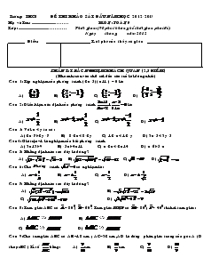 Đề thi khảo sát đầu năm học 2012-2013 môn toán 9