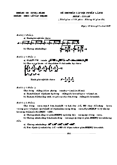 Đề thi khảo sát đội tuyển lần II môn: Toán
