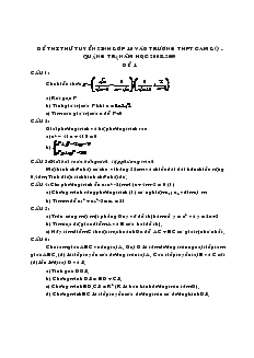 Đề thi thử tuyển sinh lớp 10 vào trường THPT Cam Lộ - Quảng Trị năm học 2008-2009