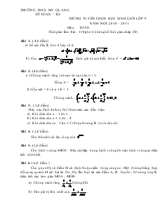 Đề thi tuyển chọn học sinh giỏi lớp 9 năm học 2010 – 2011 môn toán