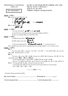 Đề thi tuyển sinh lớp 10 năm học 2013 - 2014 Long An môn thi toán ( công lập )