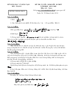 Đề thi tuyển sinh lớp 10 THPT Bắc Giang năm học 2012-2013 môn thi toán