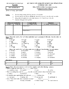 Đề thi tuyển sinh lớp 10 thpt chuyên hà tĩnh năm học 2012 - 2013 môn tiếng anh