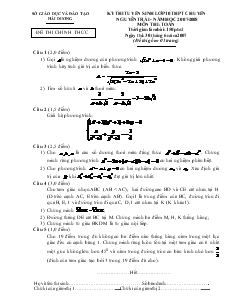 Đề thi tuyển sinh lớp 10 THPT chuyên Nguyễn Trãi Năm học 2007-2008 môn thi toán
