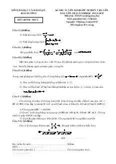 Đề thi tuyển sinh lớp 10 THPT chuyên Nguyễn Trãi năm học 2012- 2013 môn thi toán (không chuyên)