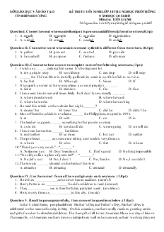 Đề thi tuyển sinh lớp 10 trung học phổ thông tỉnh Bình Dương năm học 2012-2013 môn thi tiếng anh