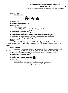 Đề thi tuyển sinh PTTH chuyên môn toán