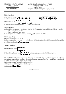 Đề thi tuyển sinh vào 10 - THPT tỉnh Lào Cai năm học 2012 – 2013 môn toán