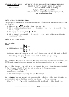 Đề thi tuyển sinh vào lớp 10 năm học 2012- 2013 trường THPT chuyên Hoàng Văn Thụ môn toán