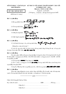 Đề thi tuyển sinh vào lớp 10 THPT chuyên Khánh Hòa năm học 2013 – 2014 môn thi toán (chuyên)