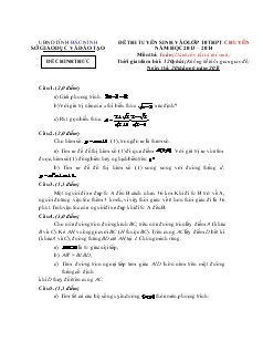 Đề thi tuyển sinh vào lớp 10 THPT chuyên năm học 2013 – 2014 môn thi: Toán