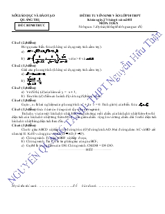 Đề thi tuyển sinh vào lớp 10 THPT khóa ngày 27 tháng 6 năm 2011 môn: Toán