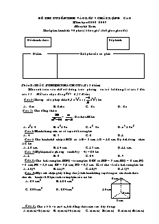 Đề thi tuyển sinh vào lớp 9 chất lượng cao năm học 2006- 2007 môn thi toán