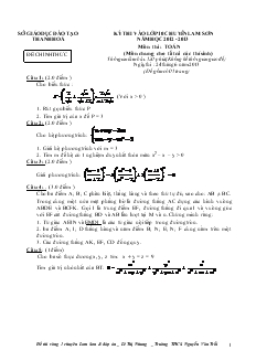 Đề thi vào lớp 10 chuyên Lam Sơn Thanh Hoá năm học 2012 - 2013 môn thi toán