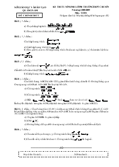 Đề và đáp án kỳ thi tuyển sinh lớp 10 trường THPT chuyên năm học 2008-2009 môn toán