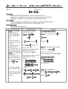 Giáo án Đại số 10 ban cơ bản - Tiết 59: Ôn tập