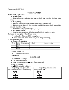 Giáo án Đại số 10 cơ bản - Tiết 3: Tập hợp