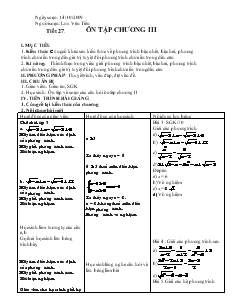 Giáo án Đại số 10 - Tiết 27: Ôn tập chương III