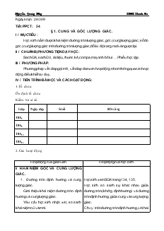 Giáo án Đại số 10 - Tiết 54: Cung và góc lượng giác