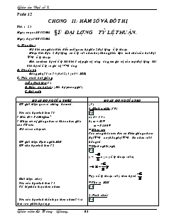 Giáo án Đại số 7 - Tuần 12 - Tiết 23 : Đại lượng tỷ lệ thuận