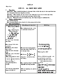 Giáo án Đại số 7 Tuần 29 năm học 2012- 2013